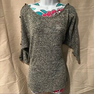 Forever 21 Taupe Black Knit Sweater with Cut Outs along Sleeve